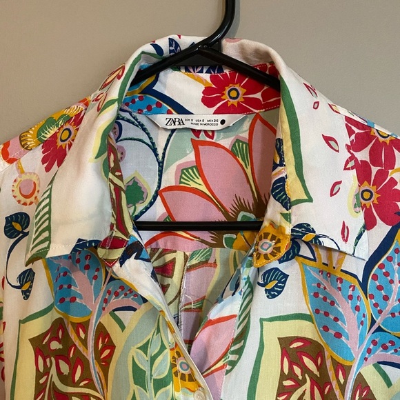 Zara Floral Tropical Baggy Romper Size S - Picture 10 of 14